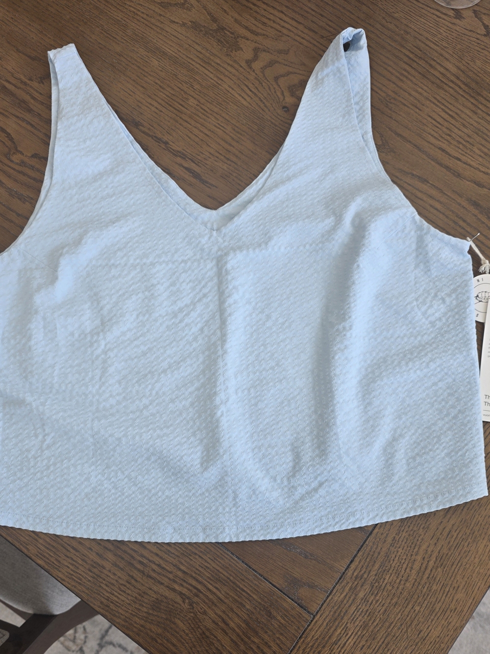 Vuori Light Blue V-Neck Crop Tank Top